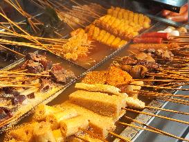 Spicy Hot Pot Dishes at A Food Stall in Beijing