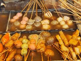 Spicy Hot Pot Dishes at A Food Stall in Beijing