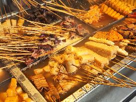 Spicy Hot Pot Dishes at A Food Stall in Beijing