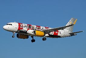 Vueling Airbus A320 with Athletic Club livery lands in Barcelona