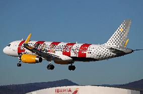 Vueling Airbus A320 with Athletic Club livery lands in Barcelona