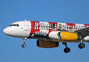 Vueling Airbus A320 with Athletic Club livery lands in Barcelona