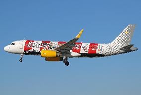 Vueling Airbus A320 with Athletic Club livery lands in Barcelona