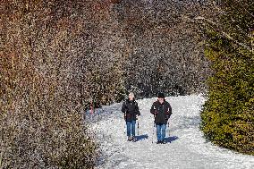 Winter Walkers In The Bavarian Municipality Kruen