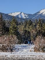 Winter Walkers In The Bavarian Municipality Kruen