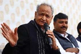 Former Rajasthan Chief Minister Ashok Gehlot In Jaipur