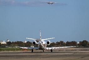 Barcelona airport aircraft on the runway