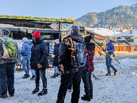 Hikers Boarding A Bus In Kruen