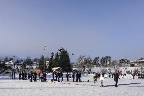 Traditional Ice Stock Sport In Bavaria