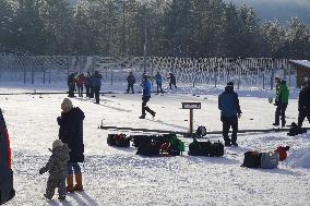 Traditional Ice Stock Sport In Bavaria