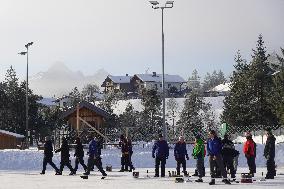 Traditional Ice Stock Sport In Bavaria