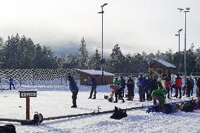 Traditional Ice Stock Sport In Bavaria