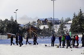 Traditional Ice Stock Sport In Bavaria