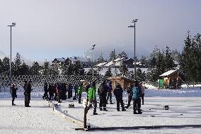 Traditional Ice Stock Sport In Bavaria