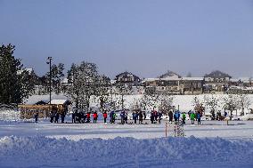 Traditional Ice Stock Sport In Bavaria