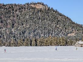 Skiing Exercises On Flat Terrain In The Bavarian Werdenfelser Land