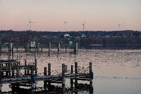 People Enjoying A Winter Evening At Lake Starnberg