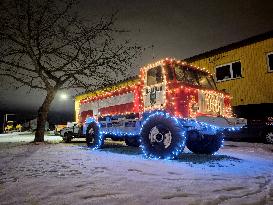 Rescue truck in Christmas spirit