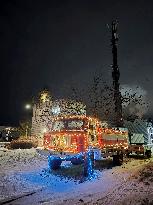 Rescue truck in Christmas spirit