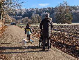 Walkers In The Upper Bavarian Town Of Gauting