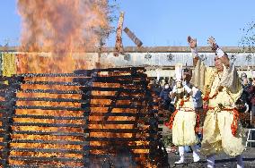 Charm burning ritual at eastern Japan temple