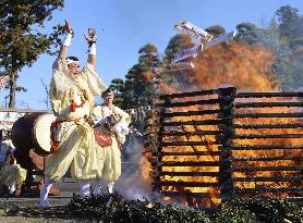 Charm burning ritual at eastern Japan temple