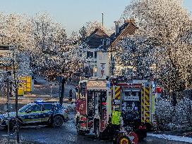 Burning Car In Gauting In The Upper Bavarian City Of Gauting