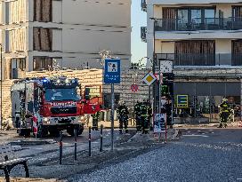 Burning Car In Gauting In The Upper Bavarian City Of Gauting