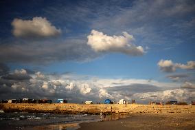 Displaced Palestinians On The Shore Of Khan Younis