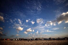 Displaced Palestinians On The Shore Of Khan Younis