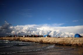 Displaced Palestinians On The Shore Of Khan Younis