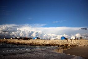 Displaced Palestinians On The Shore Of Khan Younis