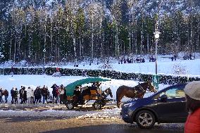 Tourists On The Way To Neuschwanstein Castle