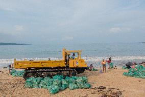 Bali Coastline Flooded With Debris, Tons Of Plastic Collected