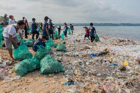 Bali Coastline Flooded With Debris, Tons Of Plastic Collected