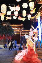 Tourists view lanterns at the Confucius Temple in Nanjing