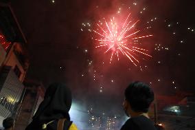 New Year's Eve Fireworks Festival In Indonesia