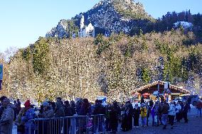 Visitors At Neuschwanstein Castle Bus Stop