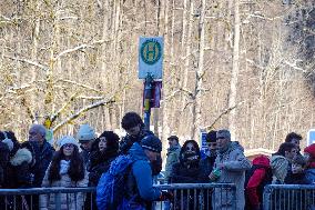 Visitors At Neuschwanstein Castle Bus Stop