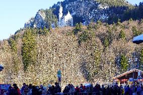 Visitors At Neuschwanstein Castle Bus Stop