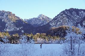 Outdoor Activities On The Frozen Bavarian Lake Schwansee