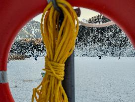 Outdoor Activities On The Frozen Bavarian Lake Schwansee