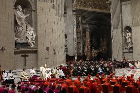 Pope Francis celebrates the mass of First Vespers and Te Deum in Altar of the Confessio, St. Peter’s Basilica