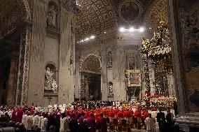 Pope Francis celebrates the mass of First Vespers and Te Deum in Altar of the Confessio, St. Peter’s Basilica