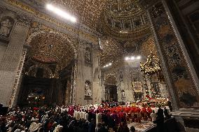 Pope Francis celebrates the mass of First Vespers and Te Deum in Altar of the Confessio, St. Peter’s Basilica