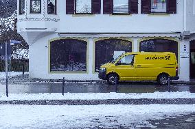 Deutsche Post Van In The Bavarian City Of Oberammergau