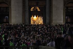 Pope Francis celebrates the mass of First Vespers and Te Deum in Altar of the Confessio, St. Peterâs Basilica