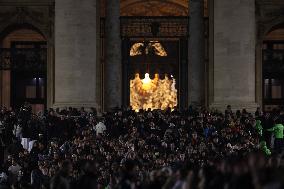 Pope Francis celebrates the mass of First Vespers and Te Deum in Altar of the Confessio, St. Peterâs Basilica