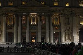 Pope Francis celebrates the mass of First Vespers and Te Deum in Altar of the Confessio, St. Peterâs Basilica