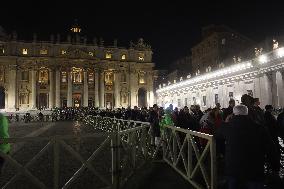 Pope Francis celebrates the mass of First Vespers and Te Deum in Altar of the Confessio, St. Peterâs Basilica